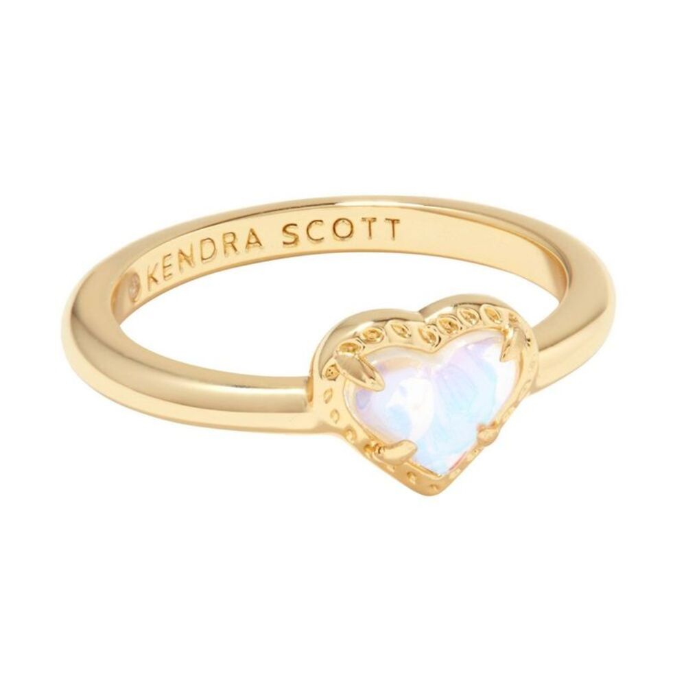 Valentine's Day Anna 14K Gold Over Brass Band Ring - Dichroic Glass 8